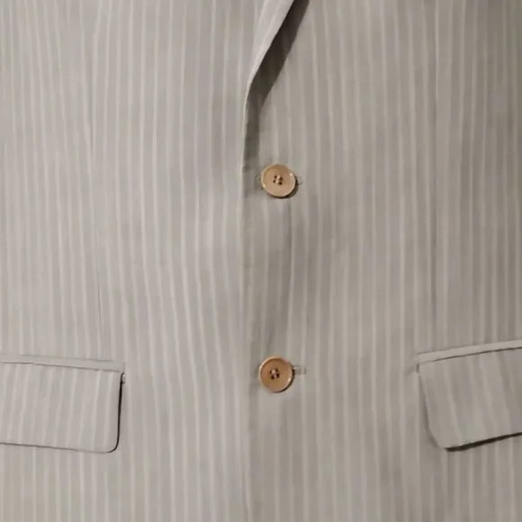 Zara Man 100% Wool Blazer Striped Beige Size 40 EU (Medium) Neutral Elegant - Picture 5 of 10